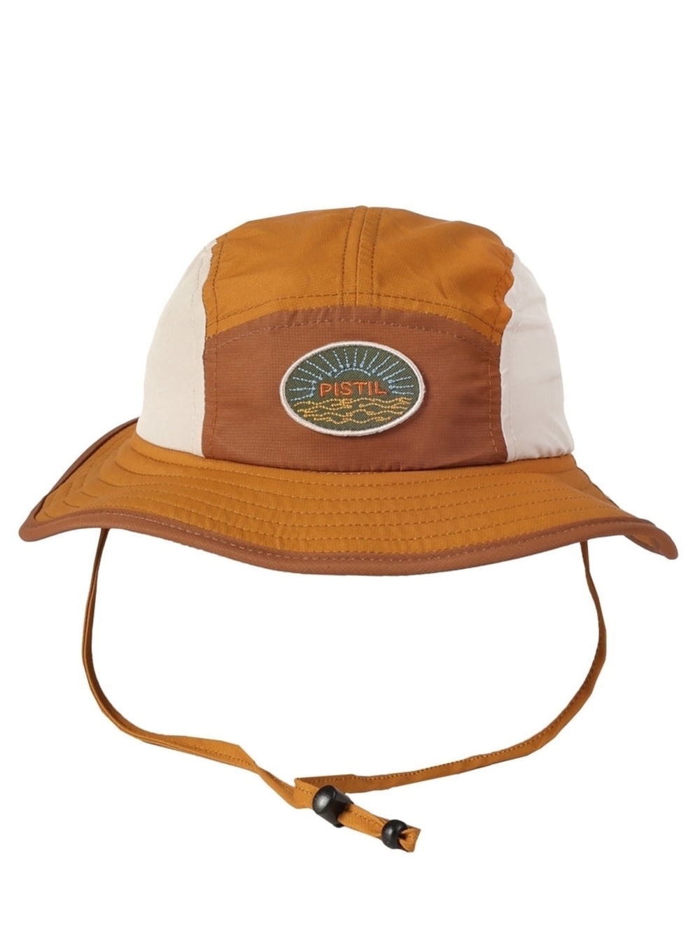 NWT pistil Toddler Colorblock Mustard, Brown & Cream Bucket Hat with Chin Strap